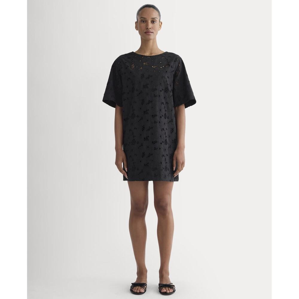 Everlane Women's Eyelet Mini Shift Dress in Black, Size Large